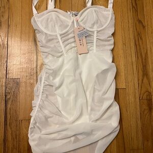 Oh Polly Ivory Mesh Slip Dress
